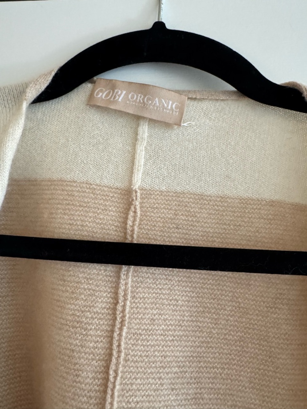 Goli Organic Cream and Taupe Women's 100% Mongolian Cashmere Poncho Sweater - Picture 3 of 3